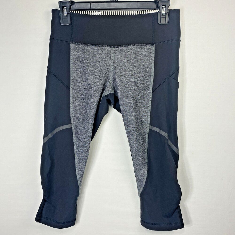 Lululemon Womens Size 6 Inspire Crop Legging Black and Heather Gray Yoga Pant